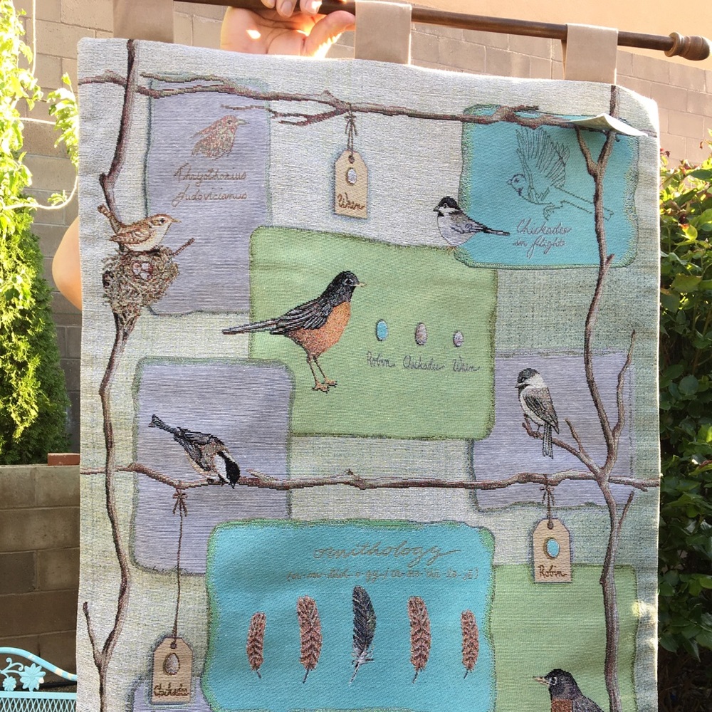 Wall Tapestry Birds Nests with Wood Rod New w Tags